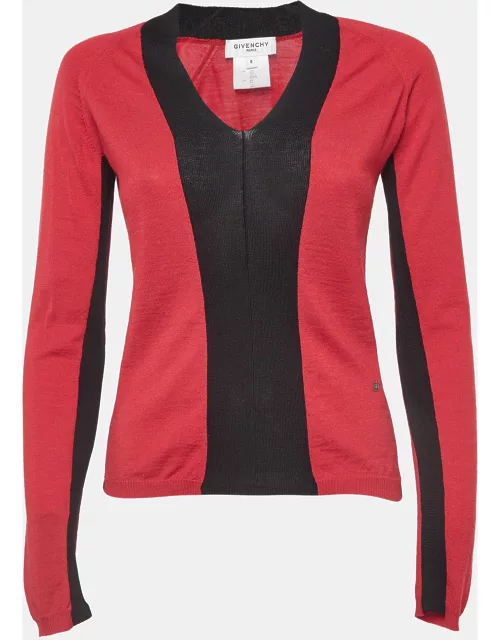 Givenchy Red/Black Jersey Colorblock Sweatshirt