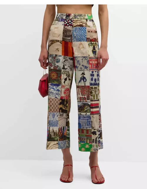 Bloomsbury Collage Wide-Leg Crop Pant