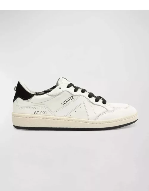 Mixed Leather Low-Top Sneaker
