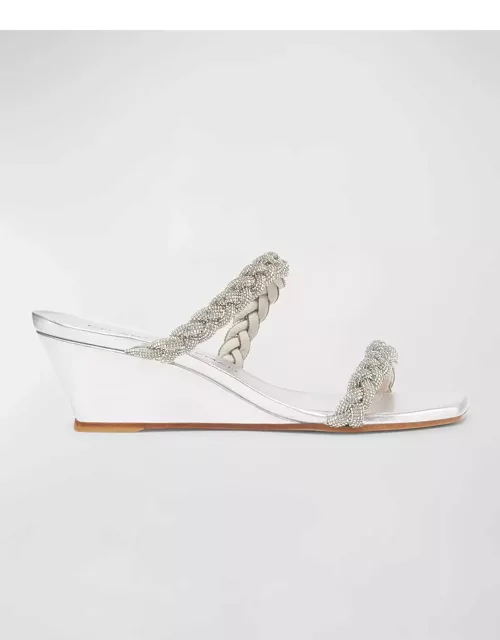 Highshine Crystal Braid Wedge Sandal