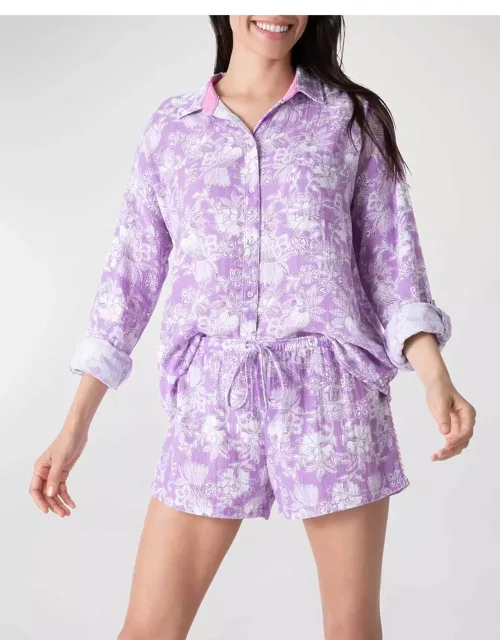 Summer Days Floral-Print Cotton Pajama Set