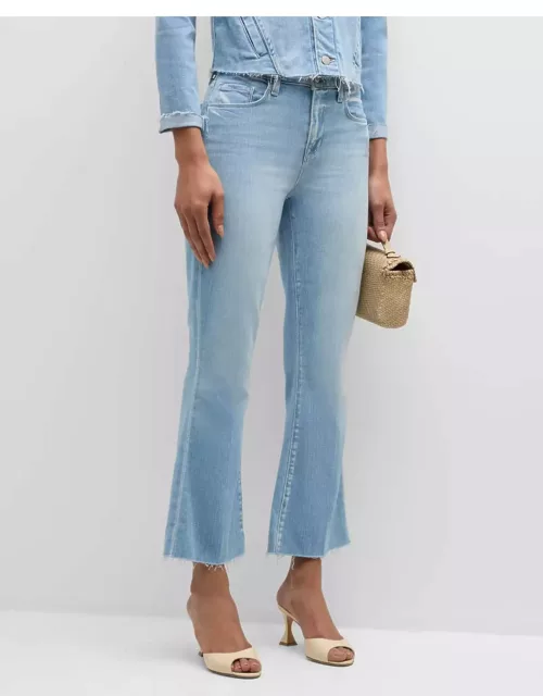 Kendra High-Rise Crop Flare Jeans with Raw He