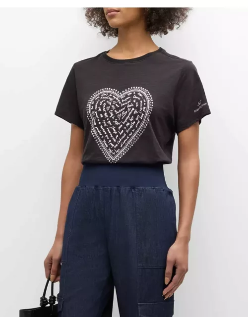 Rhinestone Love Letter Heart Short-Sleeve T-Shirt