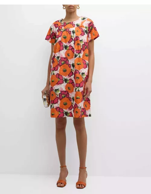 Easy Floral Short-Sleeve Mini Dres