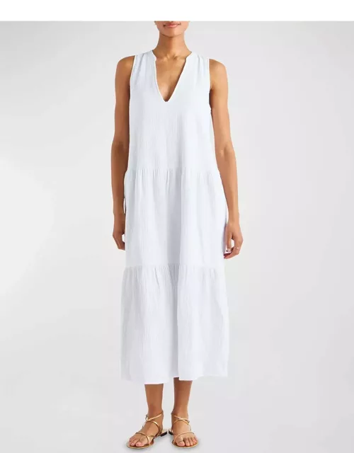 Sumner Cotton Gauze Sleeveless Midi Dress with Pocket