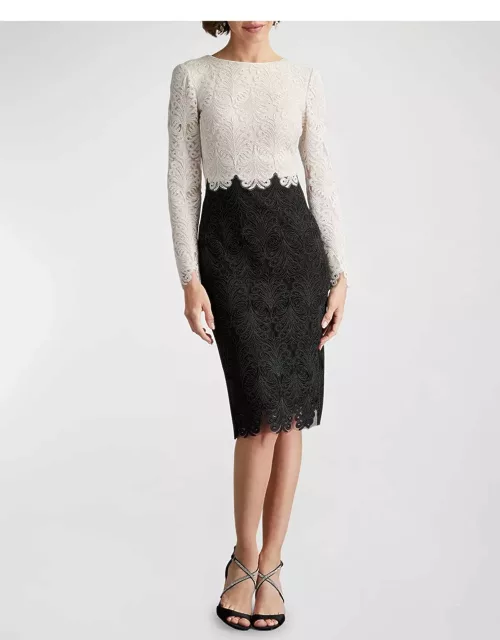 Two-Tone Corded Lace Dres