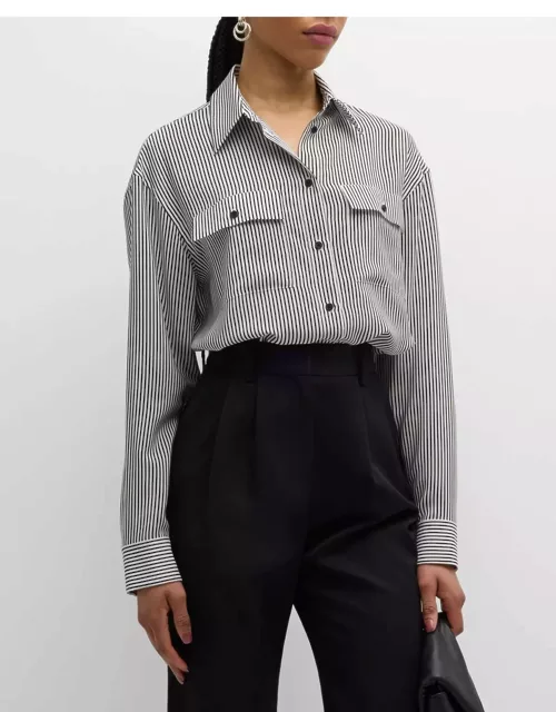 Ellias Striped Silk Button-Front Shirt