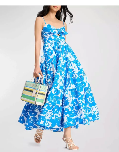 irene tiered floral-print maxi dres