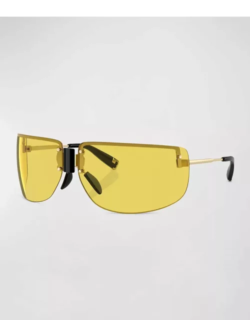 Half-Rimmed Metal Wrap Sunglasse
