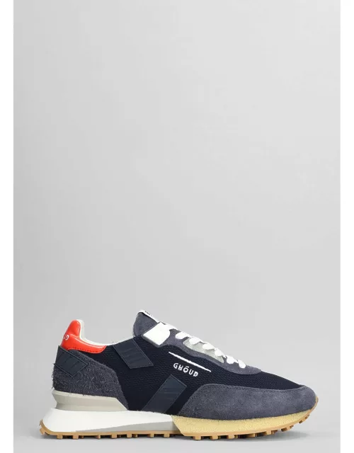 GHOUD Rush Groove Sneakers In Blue Suede And Fabric