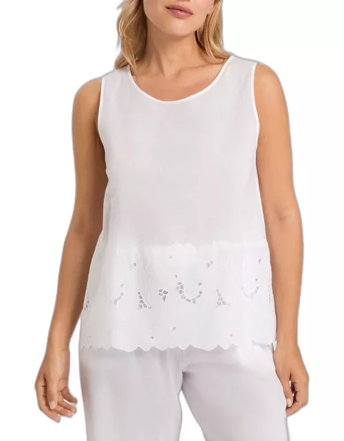 Clara Floral-Embroidered Cotton Tank Top