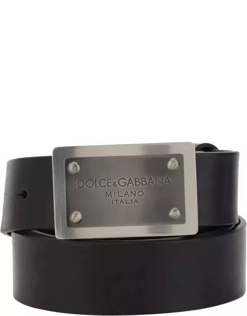 Dolce & Gabbana Classic Square Metal Buckled Belt