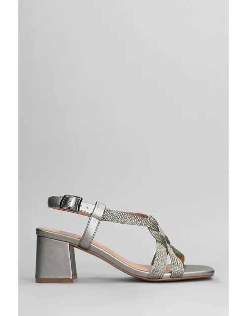 Bibi Lou Setsuko Sandals In Gunmetal Leather