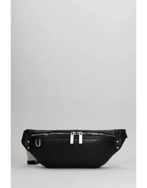 Rick Owens Geo Bumbag Waist Bag In Black Leather