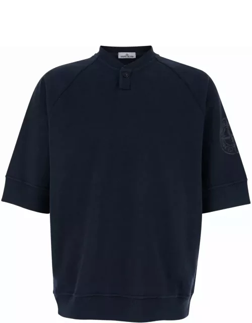 Stone Island Blue Crewneck T-shirt In Cotton Man