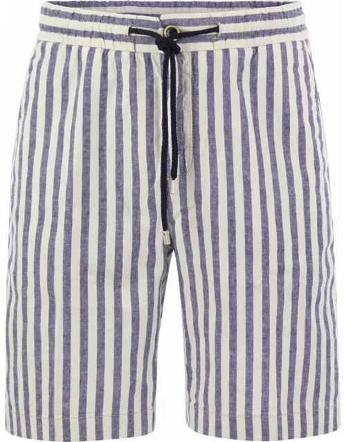 Vilebrequin Striped Cotton And Linen Bermuda Short