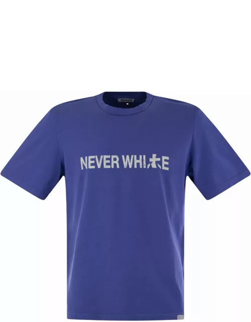 Premiata Blue T-shirt With Never White Print
