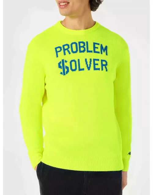 MC2 Saint Barth Man Fluo Yellow Sweater With Problem $olver Print