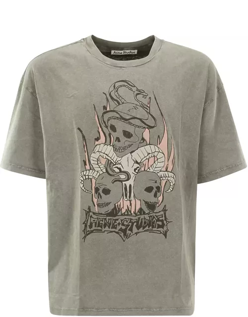 Acne Studios Skull Printed Crewneck T-shirt