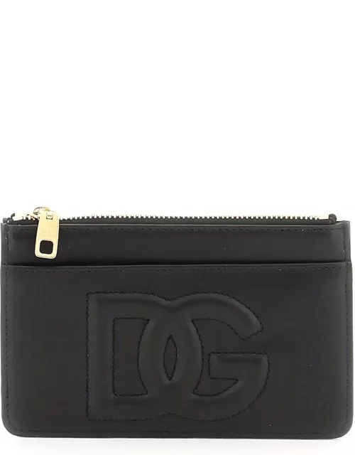 Dolce & Gabbana Logo Embossed Top Zip Card Holder