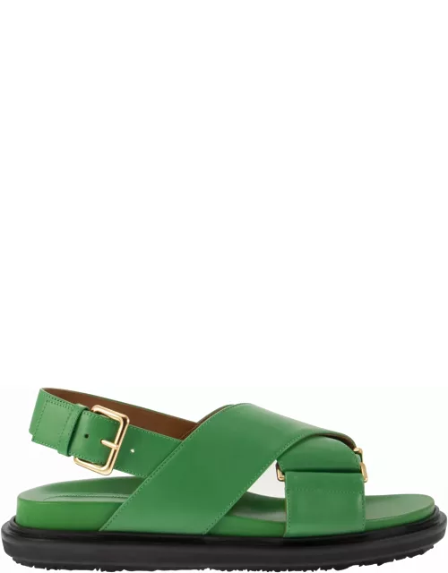 Marni Green Leather Fussbett Sandal