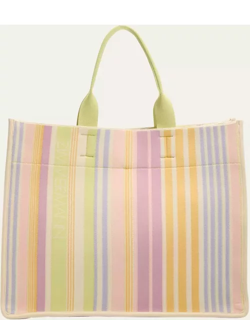 Large Striped Jacquard Tote Bag