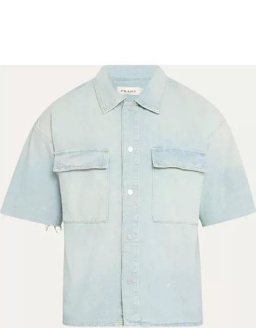 Men's Relaxed Denim Button-Down Shirt