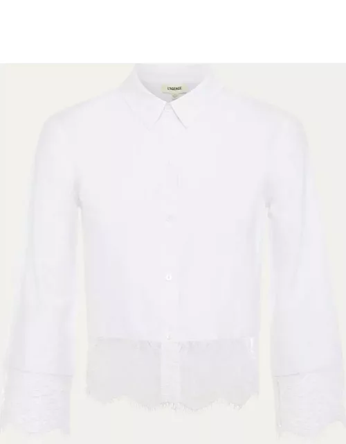 Levo Lace-Trim Cropped Shirt