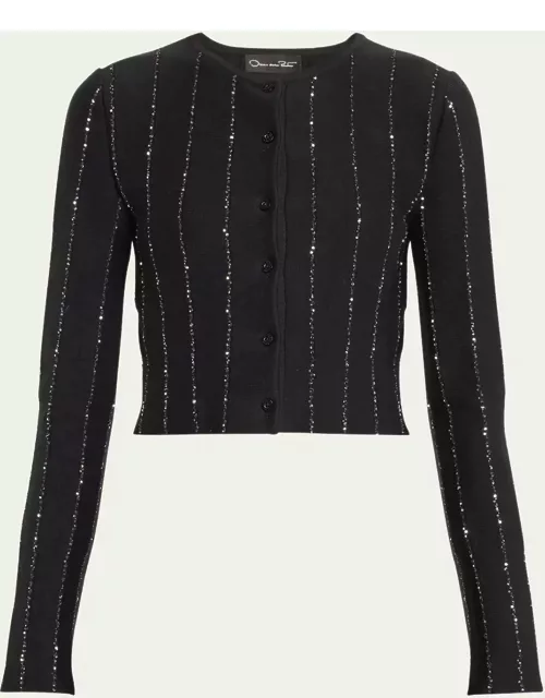 Long-Sleeve Sequined Cardigan