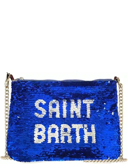 MC2 Saint Barth Pouch Bag Parisienne Bluette Sequined Pochette With Shoulder Strap