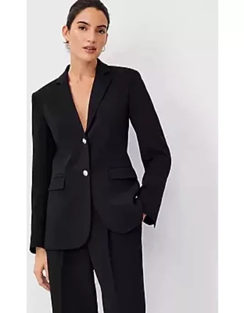 Ann Taylor The Long Notched Two Button Blazer in Fluid Crepe