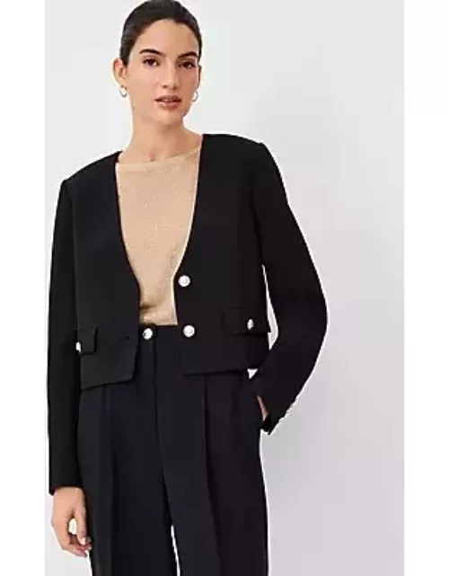 Ann Taylor The Cropped V-Neck Jacket in Fluid Crepe