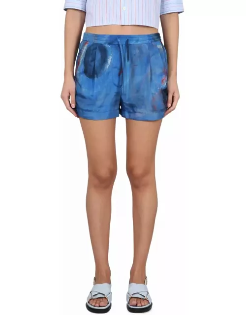 Marni Shorts With Blue Hole Print