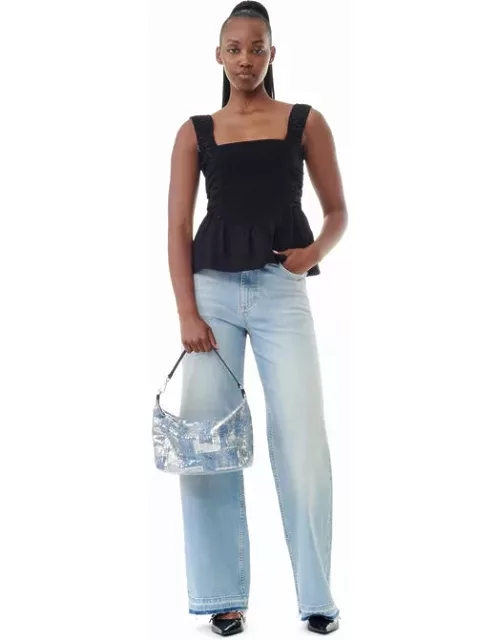 GANNI Sequin Medium Butterfly Pouch Satin Bag in Blue Cotton/Polyester Women'