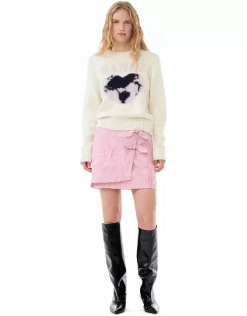 GANNI Pink Textured Cloqué Mini Skirt in Bleached Mauve
