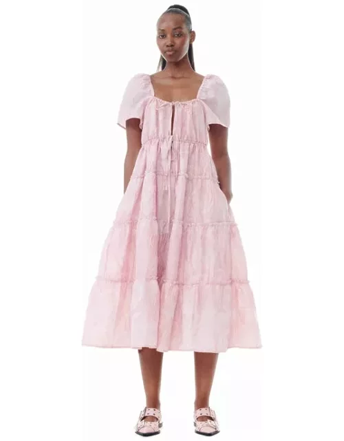 GANNI Pink Textured Cloqué Layer Dress in Bleached Mauve