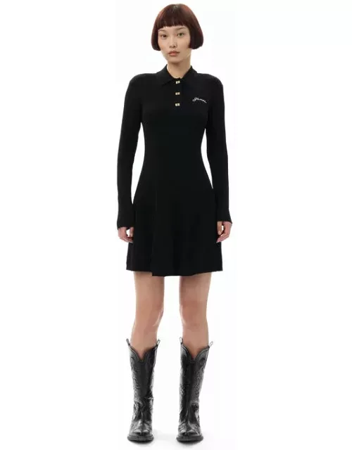 GANNI Future Viscose Rib Mini Dress in Black
