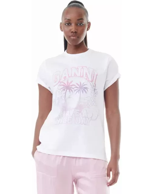 GANNI Basic Jersey Coctail Relaxed T-shirt in White