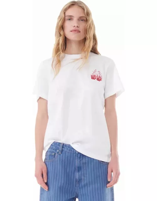 GANNI Thin Jersey GoGo Relaxed T-shirt in White
