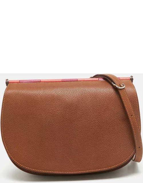 Hermes Fauve/Chevre Pink Barenia Leather Saut Bag