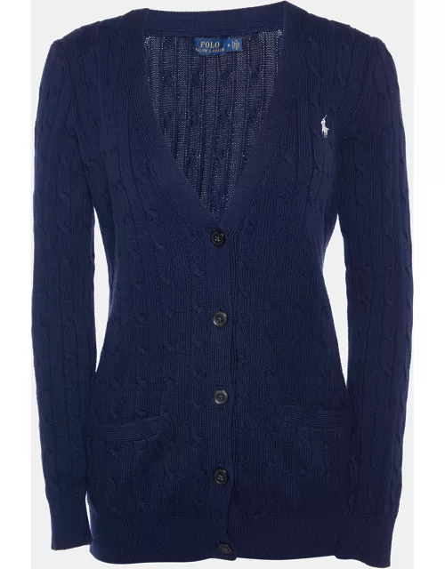 Polo Ralph Lauren Navy Blue Cable Knit Button Front Cardigan