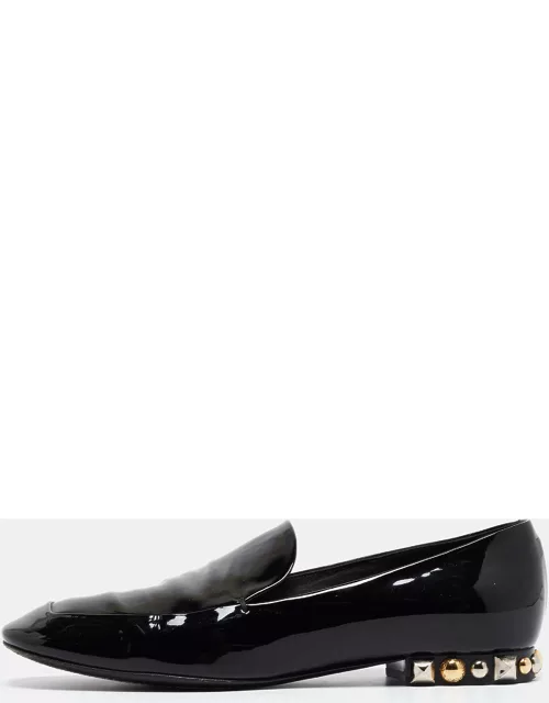 Louis Vuitton Black Patent Leather Studded Smoking Slipper