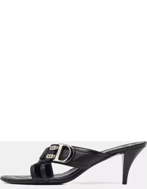 Dior Black Leather Strappy Slide Sandal
