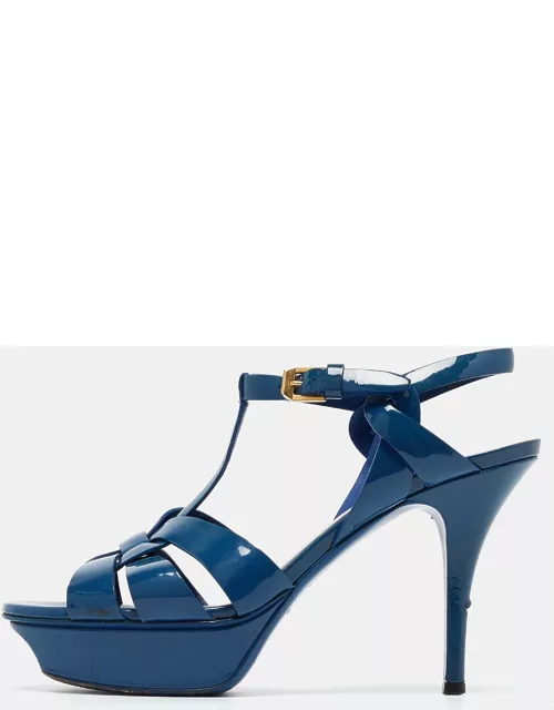Yves Saint Laurent Blue Patent Tribute Sandal