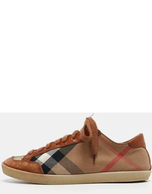Burberry Brown Nova Check Leather and Canvas Sneaker