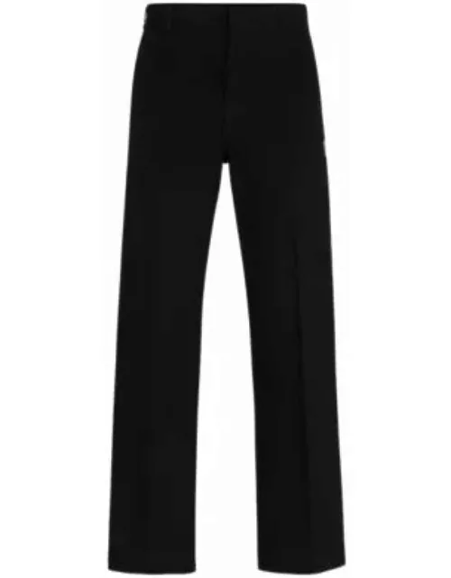 Baggy-fit trousers in cotton twill- Black Men's Casual Pant