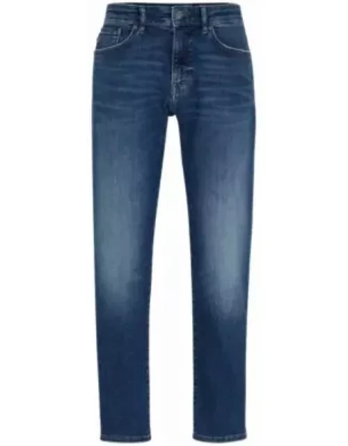 Regular-fit jeans in blue soft-motion denim- Dark Blue Men's Jean