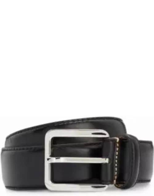 Italian-leather belt with contrast stitching- Black Men's Business Belt