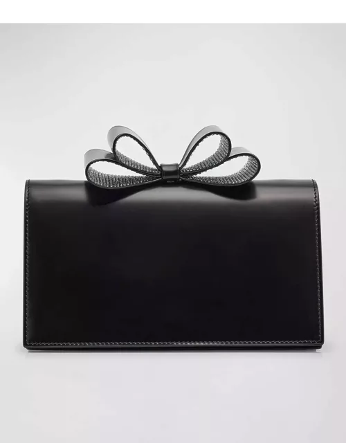 La Cadeau Small Bow Leather Clutch Bag