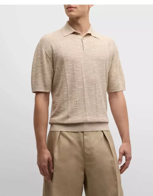 Men's Tori Flax-Silk Jacquard Polo Shirt